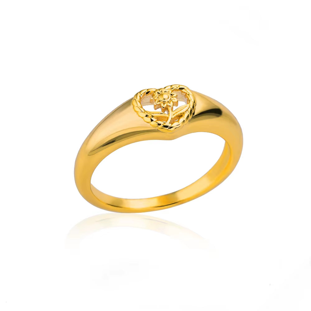 Stainless Steel Rings for Women Gold Color Couple Heart Ring 2025 Trend New in Wedding Aesthetic Luxury Jewelry Anillos Mujer