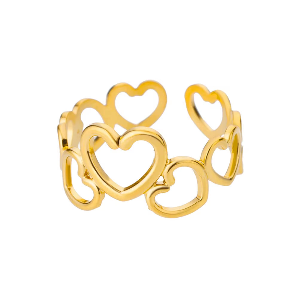 Stainless Steel Rings for Women Gold Color Couple Heart Ring 2025 Trend New in Wedding Aesthetic Luxury Jewelry Anillos Mujer